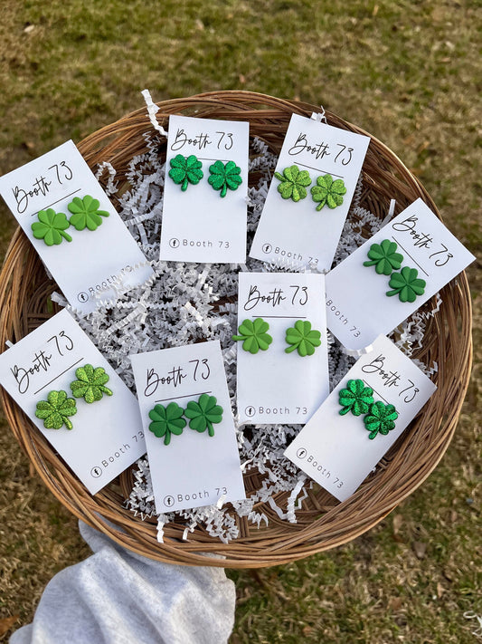 St. Patrick's Day Clover Studs